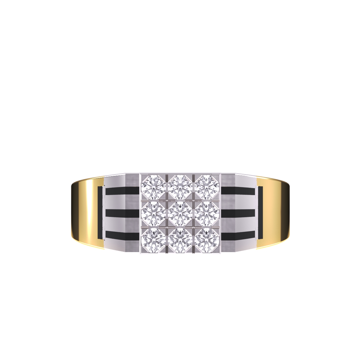 Elegant Two-Tone Cluster Diamond Men's Ring